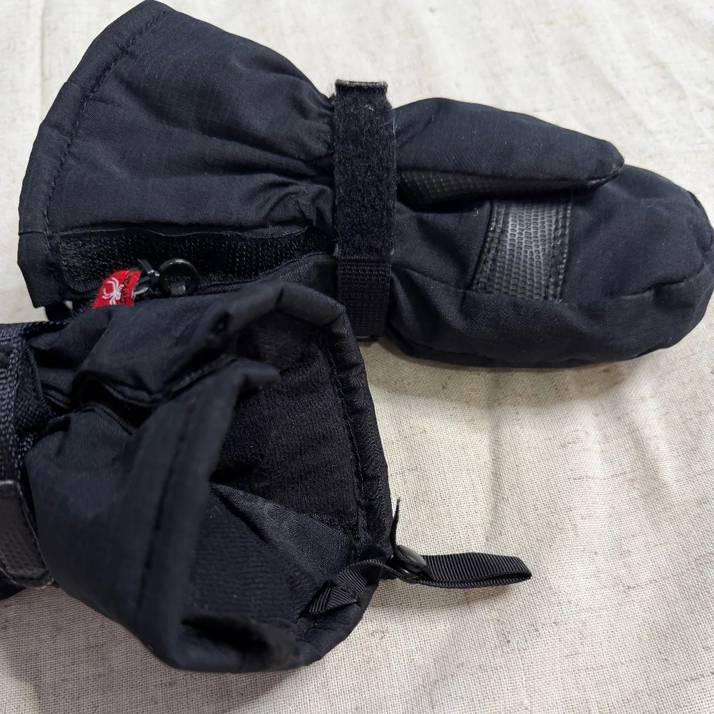 Spyder Mittens BLK Velcro sides SMALL